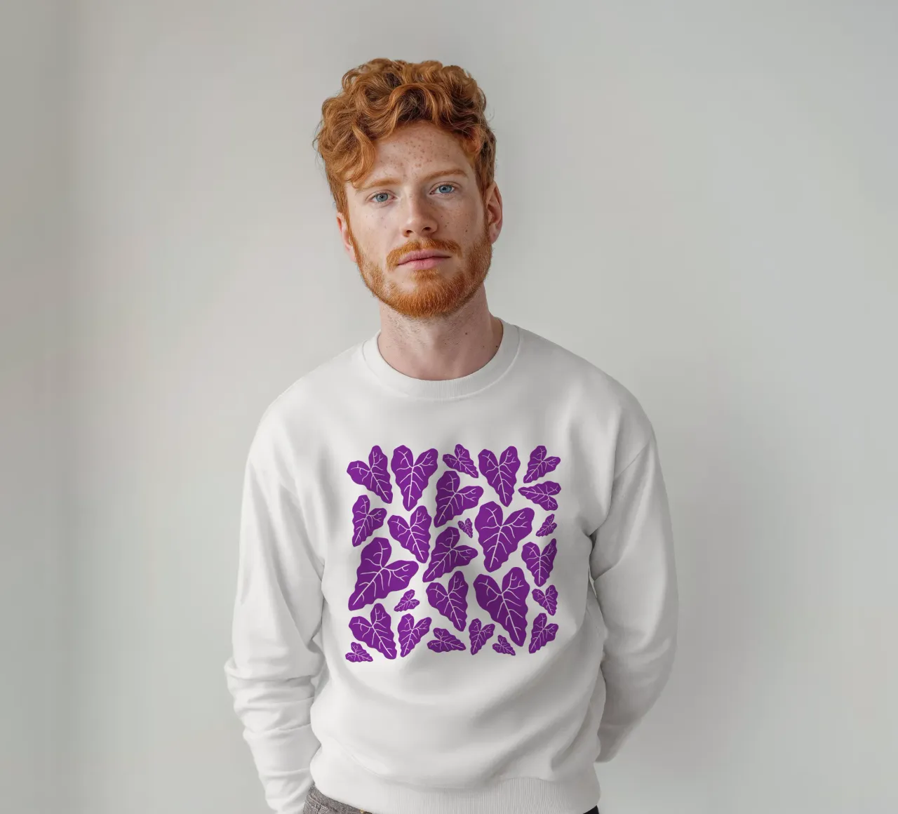 Purple leaves pattern felpa da baobabprintstore
