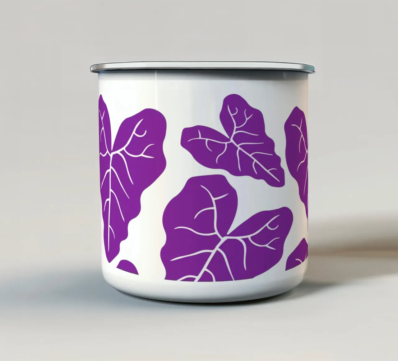 Purple leaves pattern tazza in smalto da baobabprintstore
