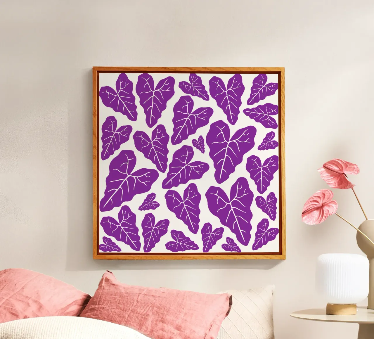 Purple leaves pattern plexiglass da baobabprintstore
