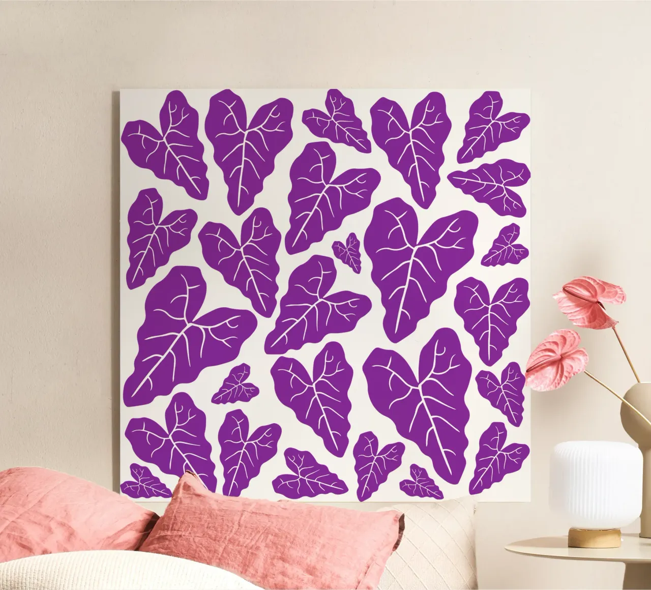 Purple leaves pattern plexiglass da baobabprintstore