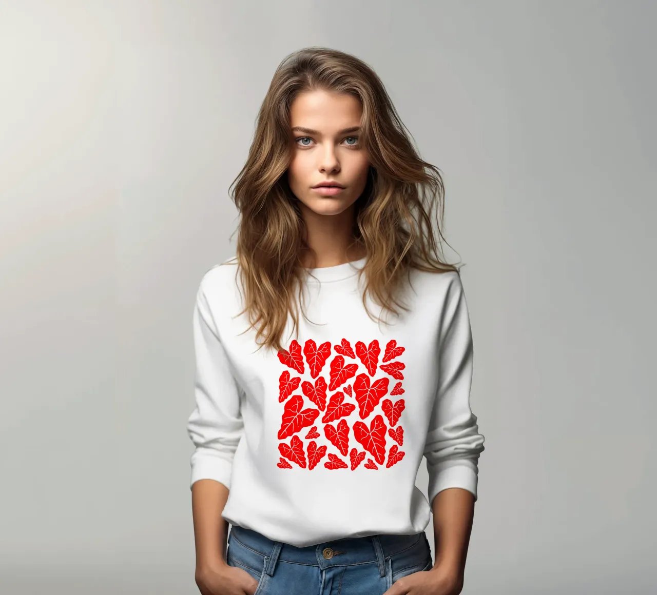 Red leaves pattern felpa da baobabprintstore