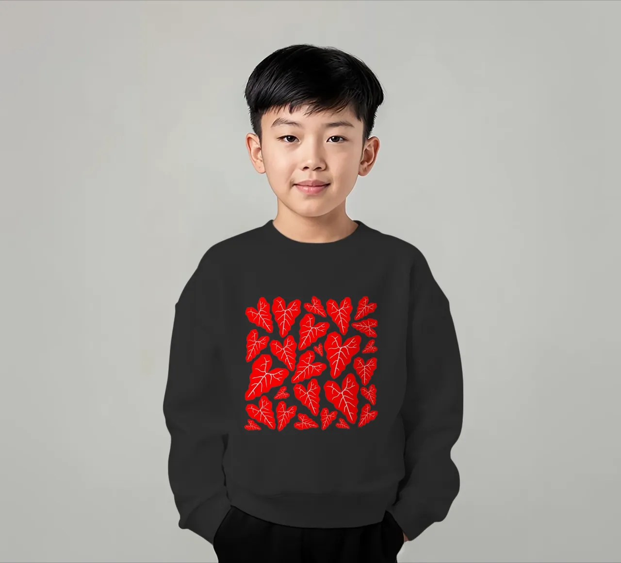 Red leaves pattern felpa bambino da baobabprintstore