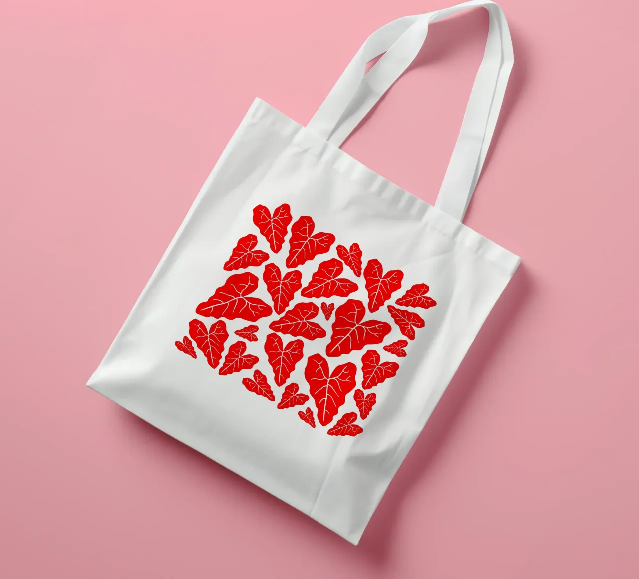 Red leaves pattern borsa in juta da baobabprintstore