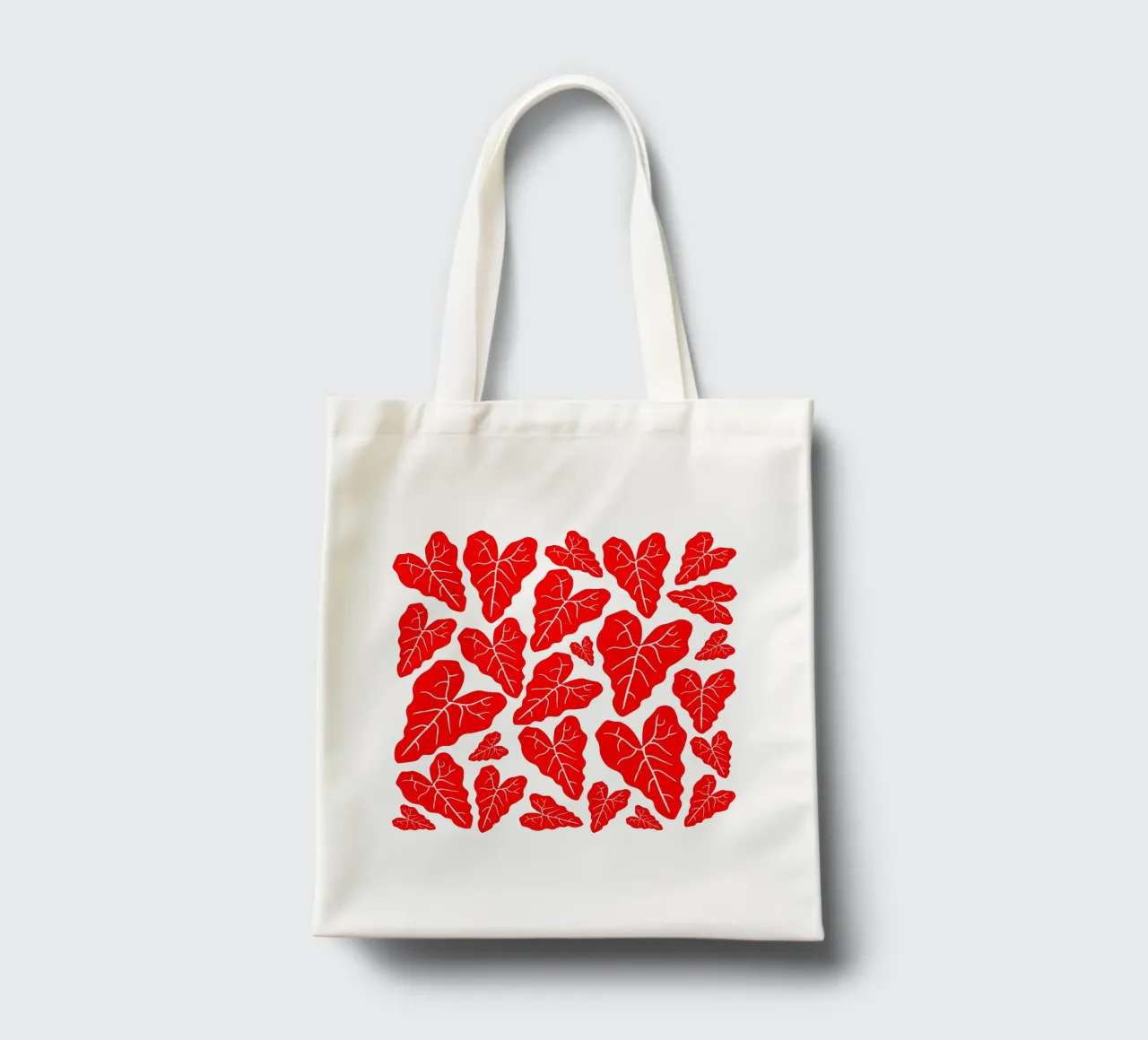Red leaves pattern borsa in juta da baobabprintstore
