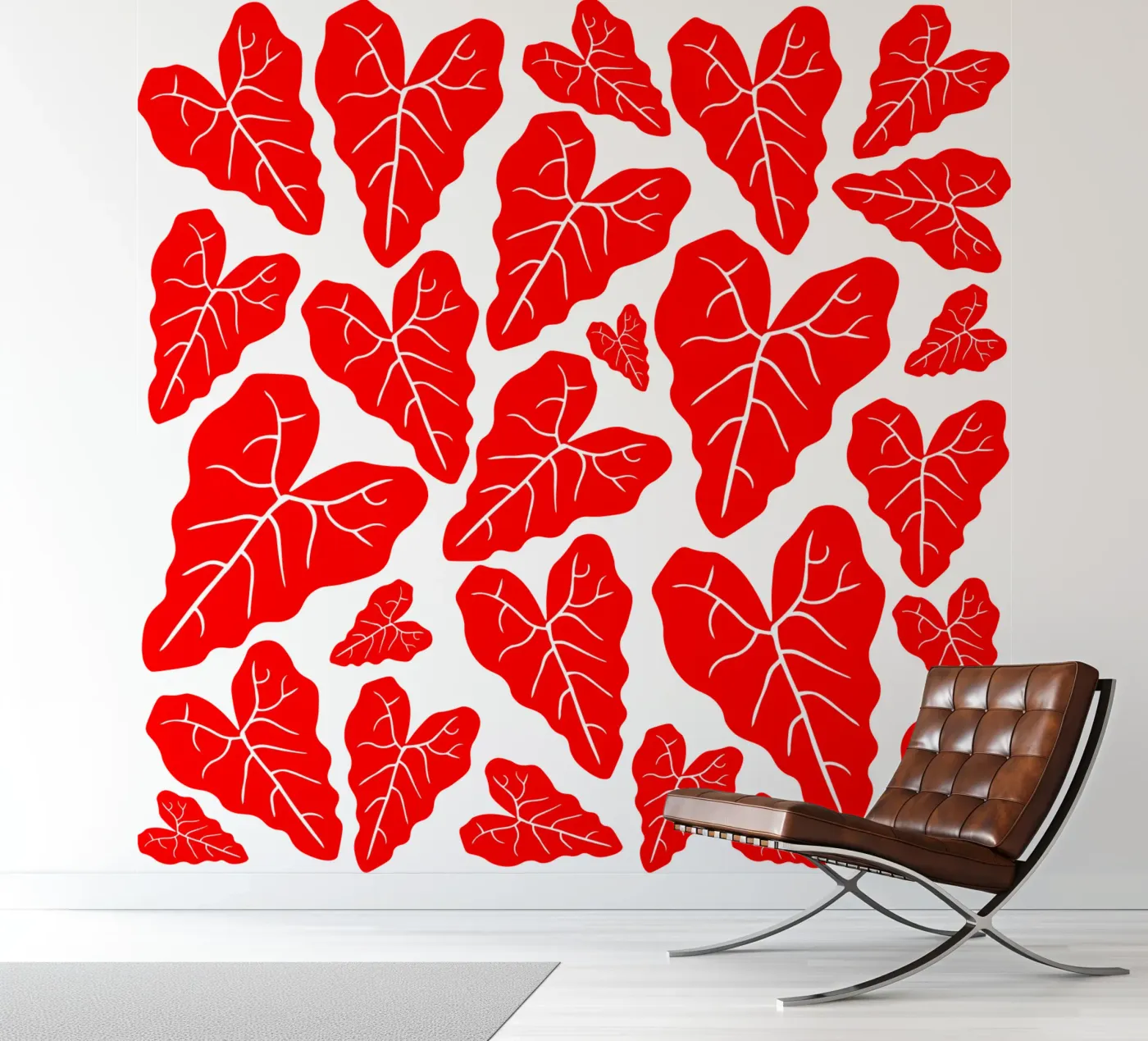 Red leaves pattern papier peint photo de baobabprintstore
