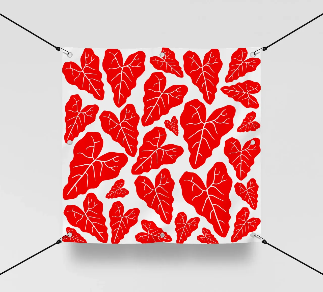 Red leaves pattern telo in pvc da baobabprintstore
