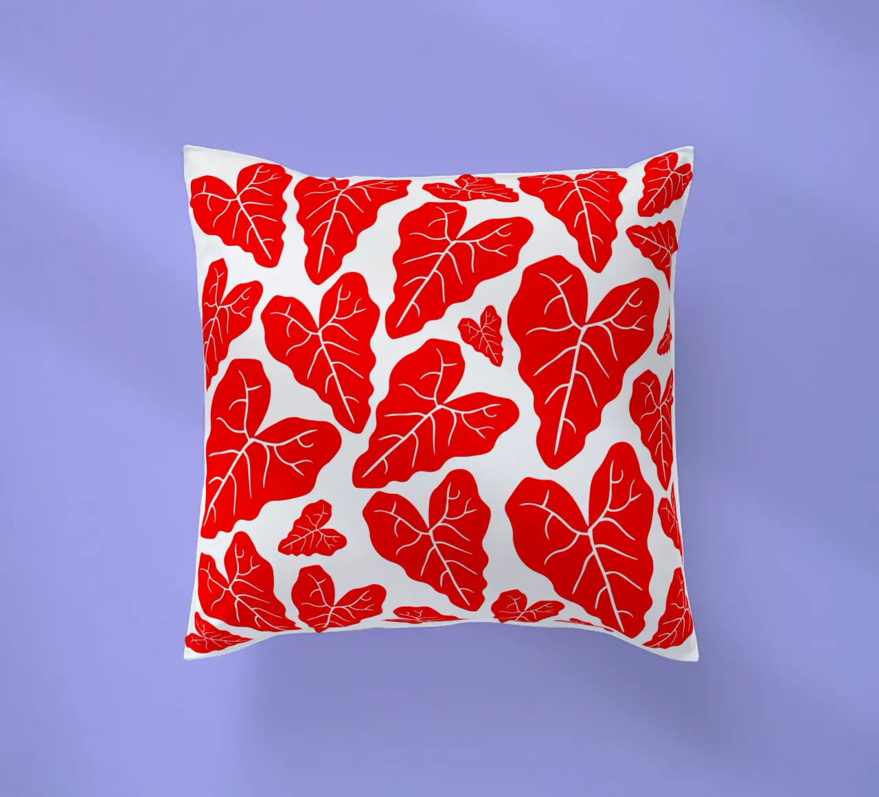 Red leaves pattern cuscino da baobabprintstore