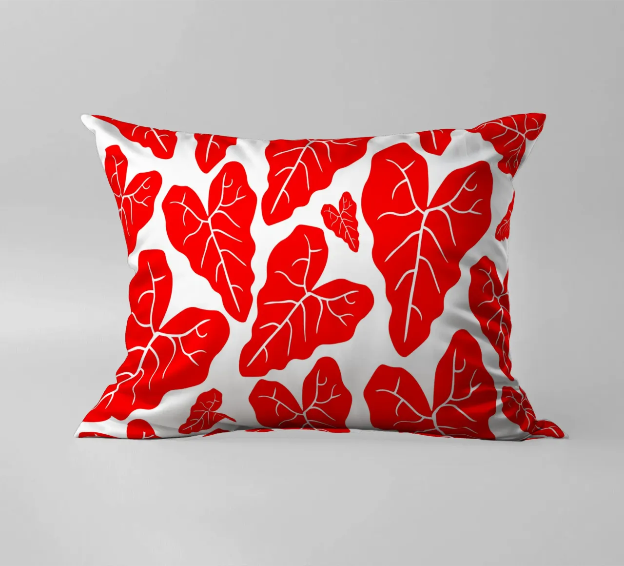 Red leaves pattern cuscino da baobabprintstore