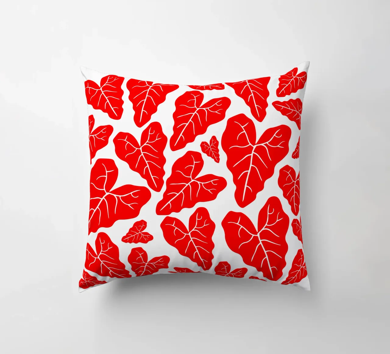 Red leaves pattern cuscino da baobabprintstore