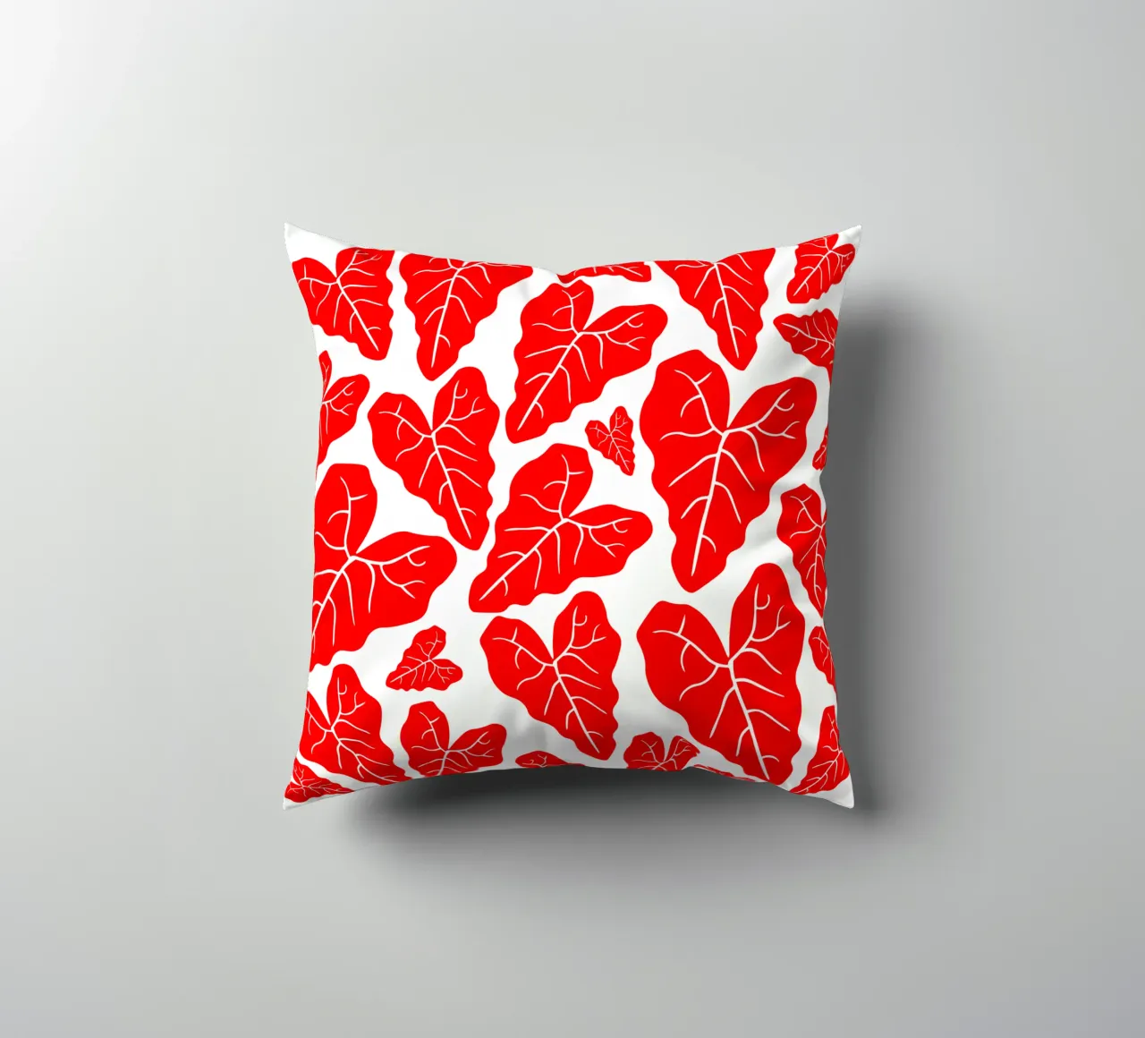 Red leaves pattern cuscino da baobabprintstore