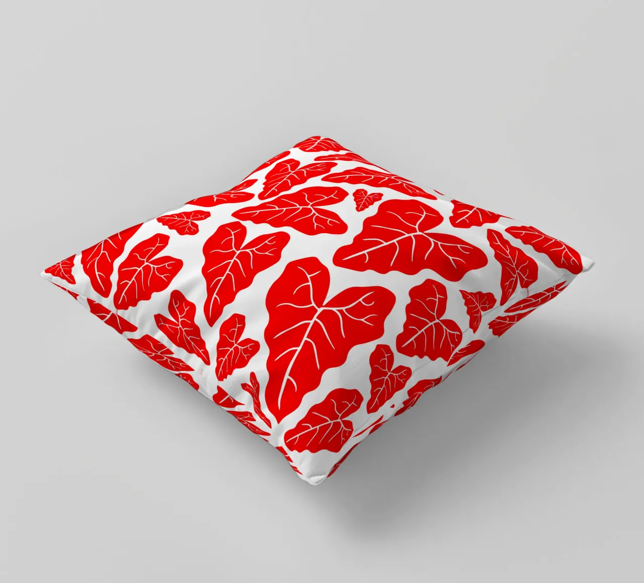 Red leaves pattern cuscino da baobabprintstore