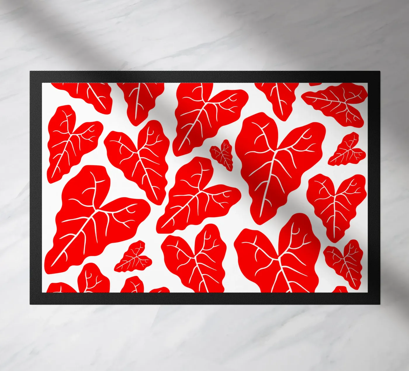 Red leaves pattern Fußmatte von baobabprintstore