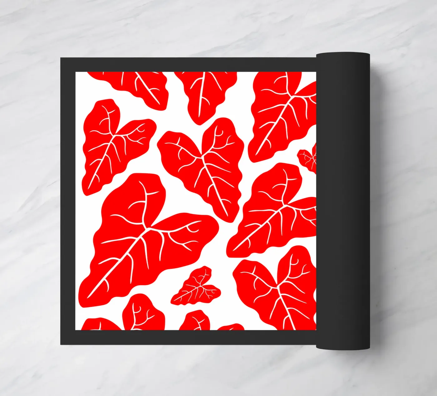 Red leaves pattern Fußmatte von baobabprintstore