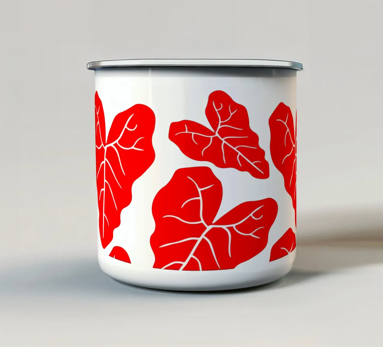 Red leaves pattern tazza in smalto da baobabprintstore