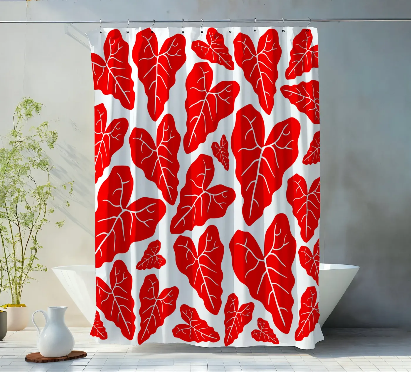 Red leaves pattern douchegordijn van baobabprintstore