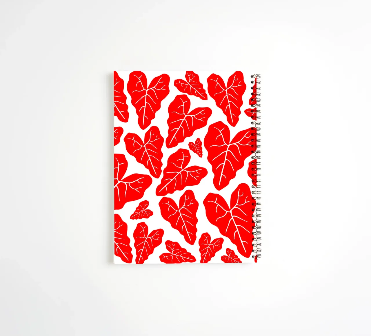 Red leaves pattern spiral notebook by baobabprintstore