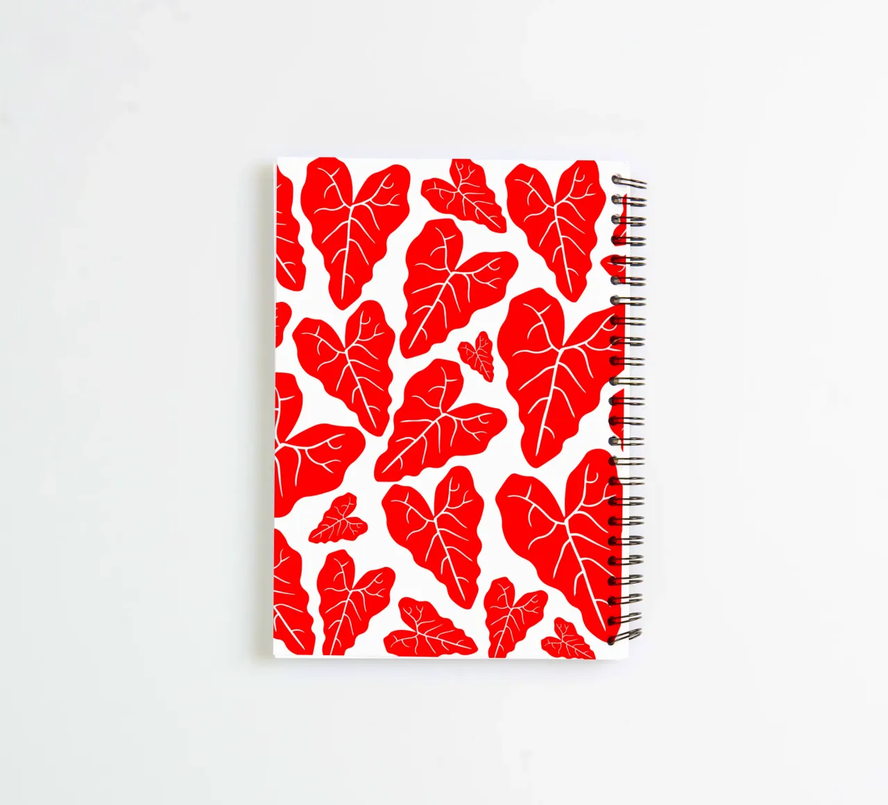 Red leaves pattern spiral notebook by baobabprintstore