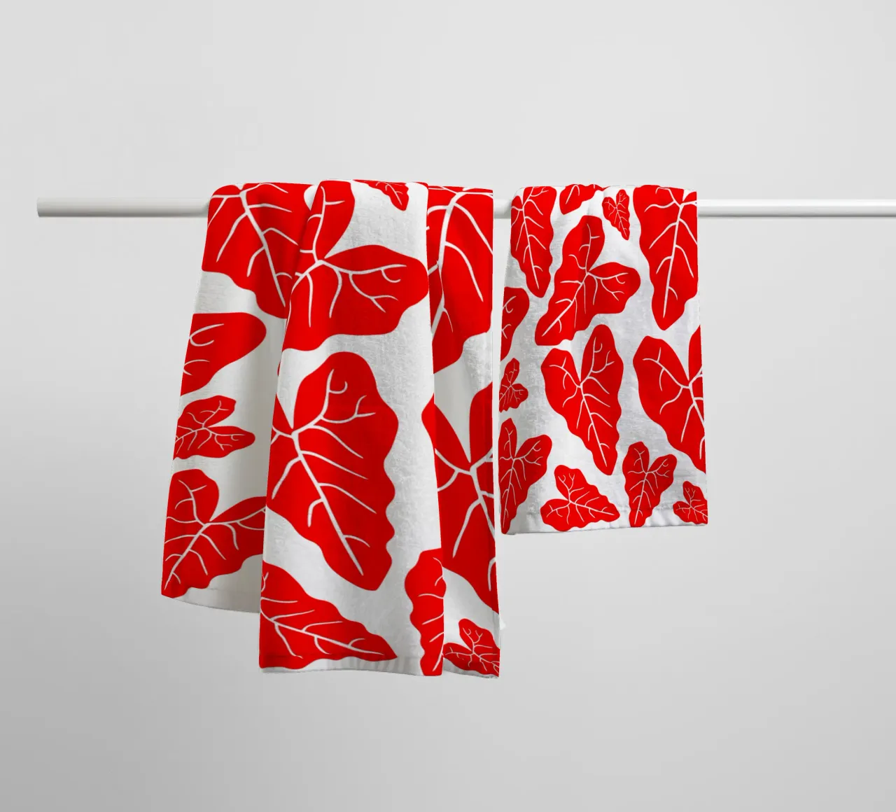 Red leaves pattern asciugamano da bagno da baobabprintstore