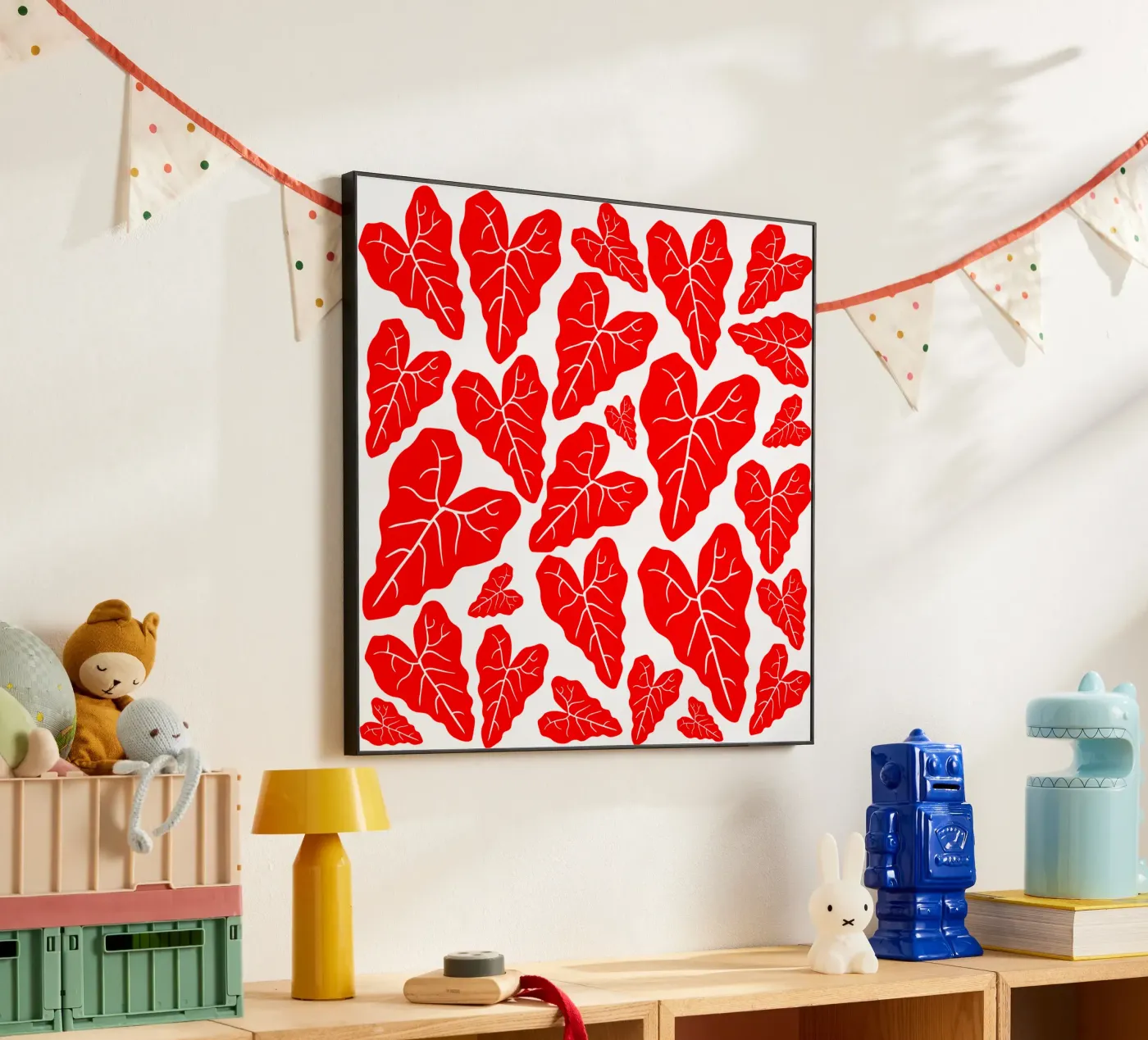 Red leaves pattern forex plate by baobabprintstore