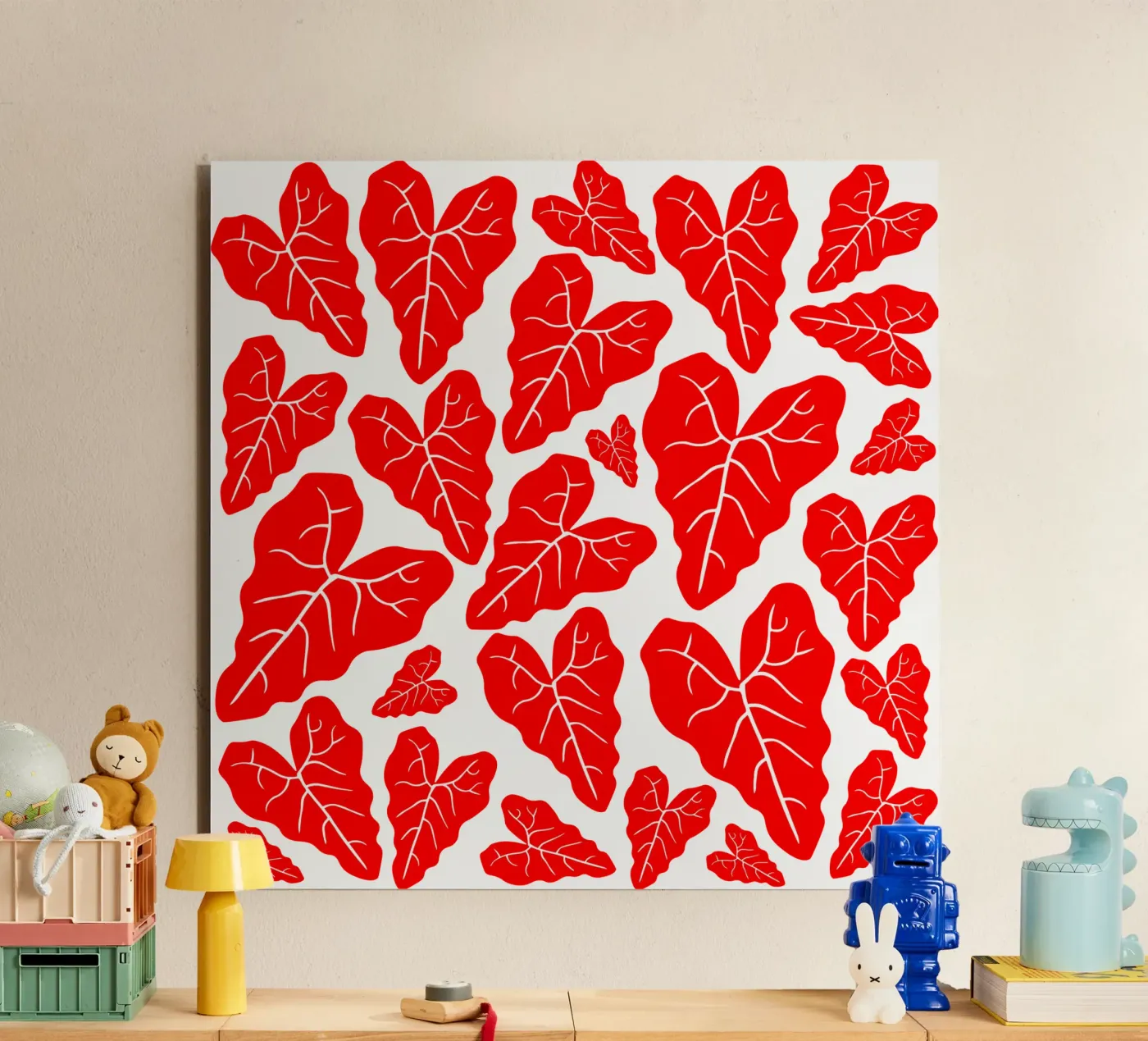 Red leaves pattern forex plate by baobabprintstore