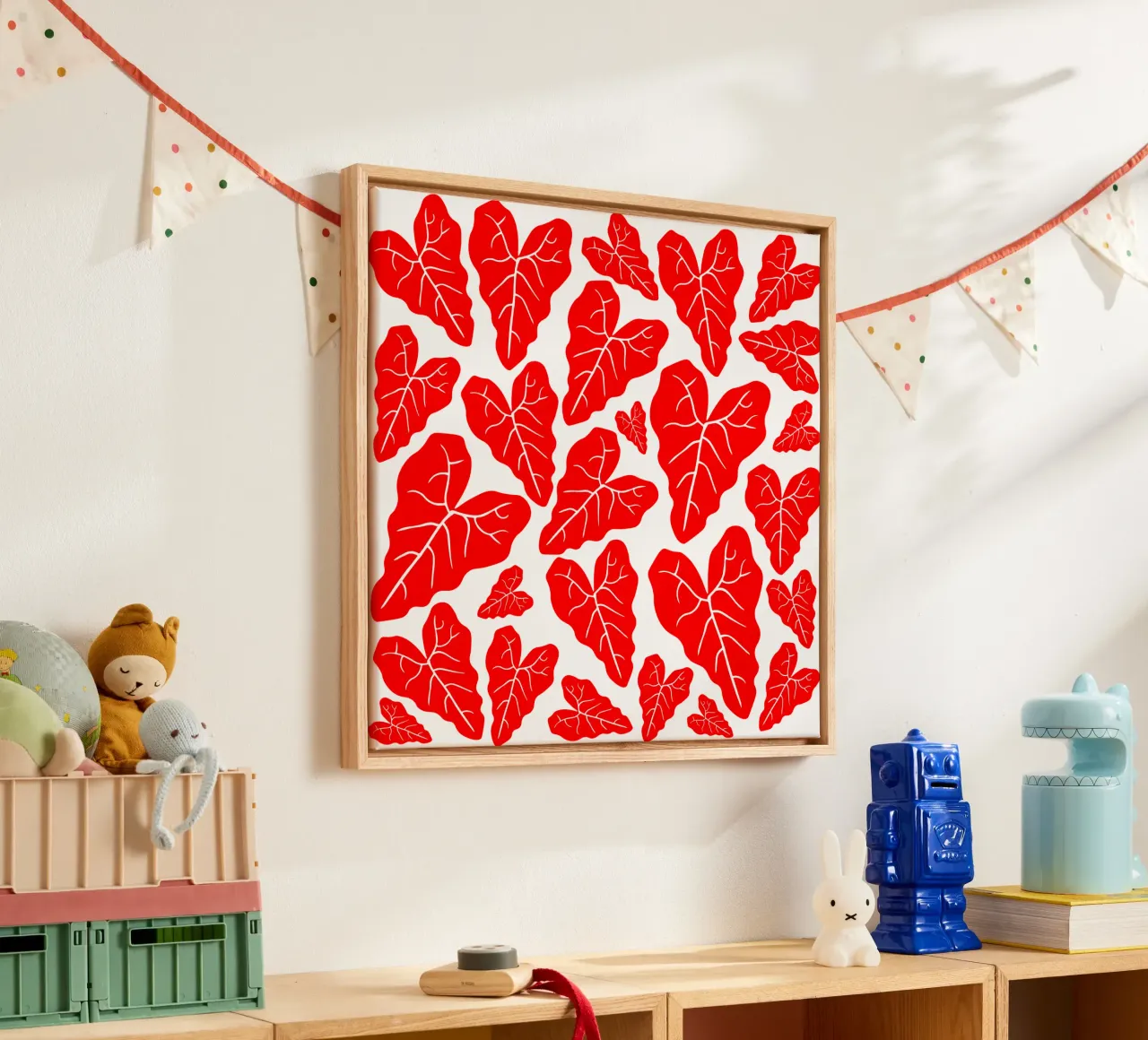 Red leaves pattern tela da baobabprintstore