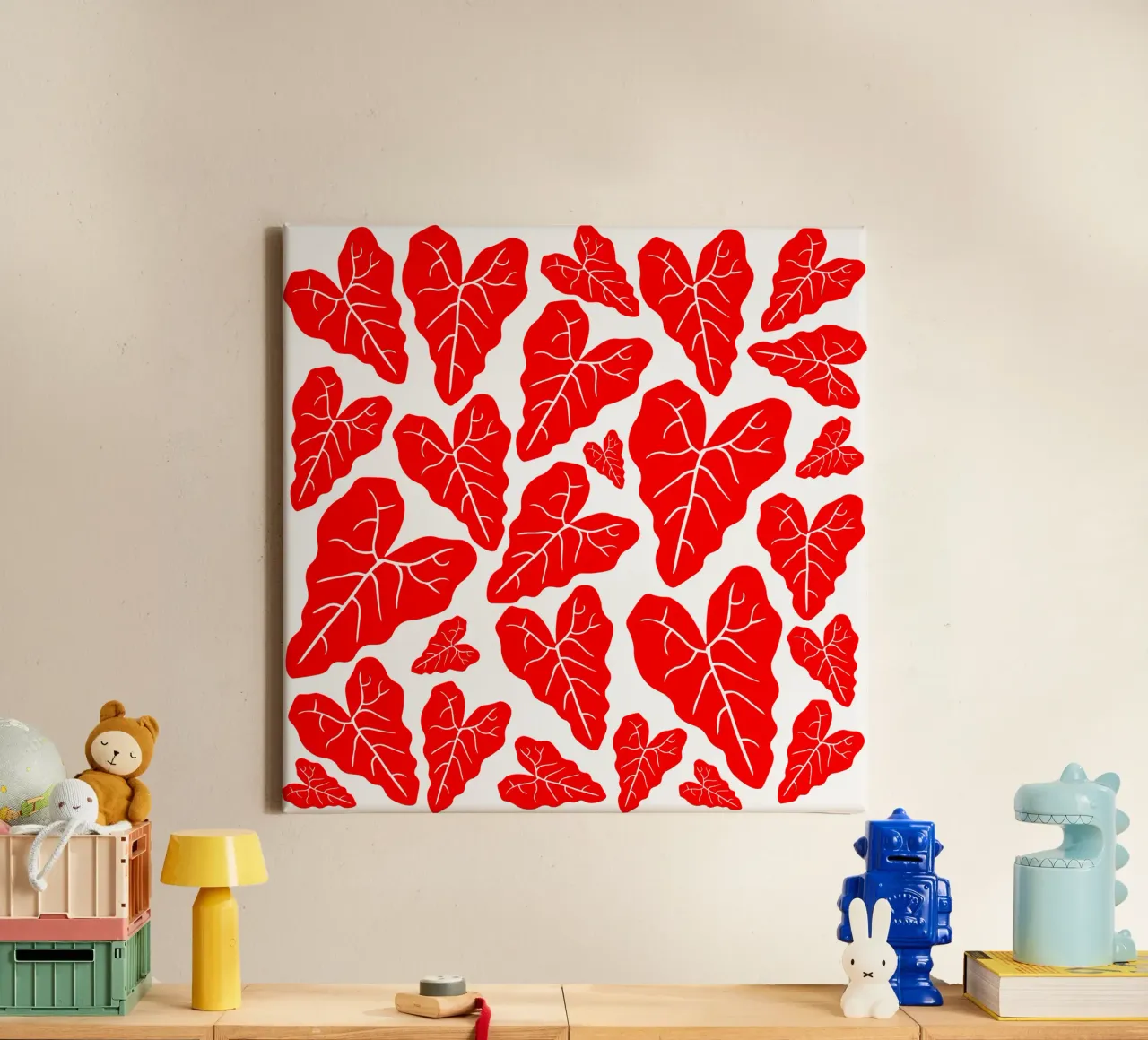 Red leaves pattern tela da baobabprintstore
