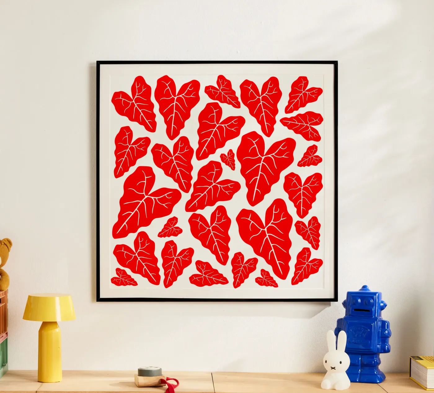 Red leaves pattern Poster von baobabprintstore