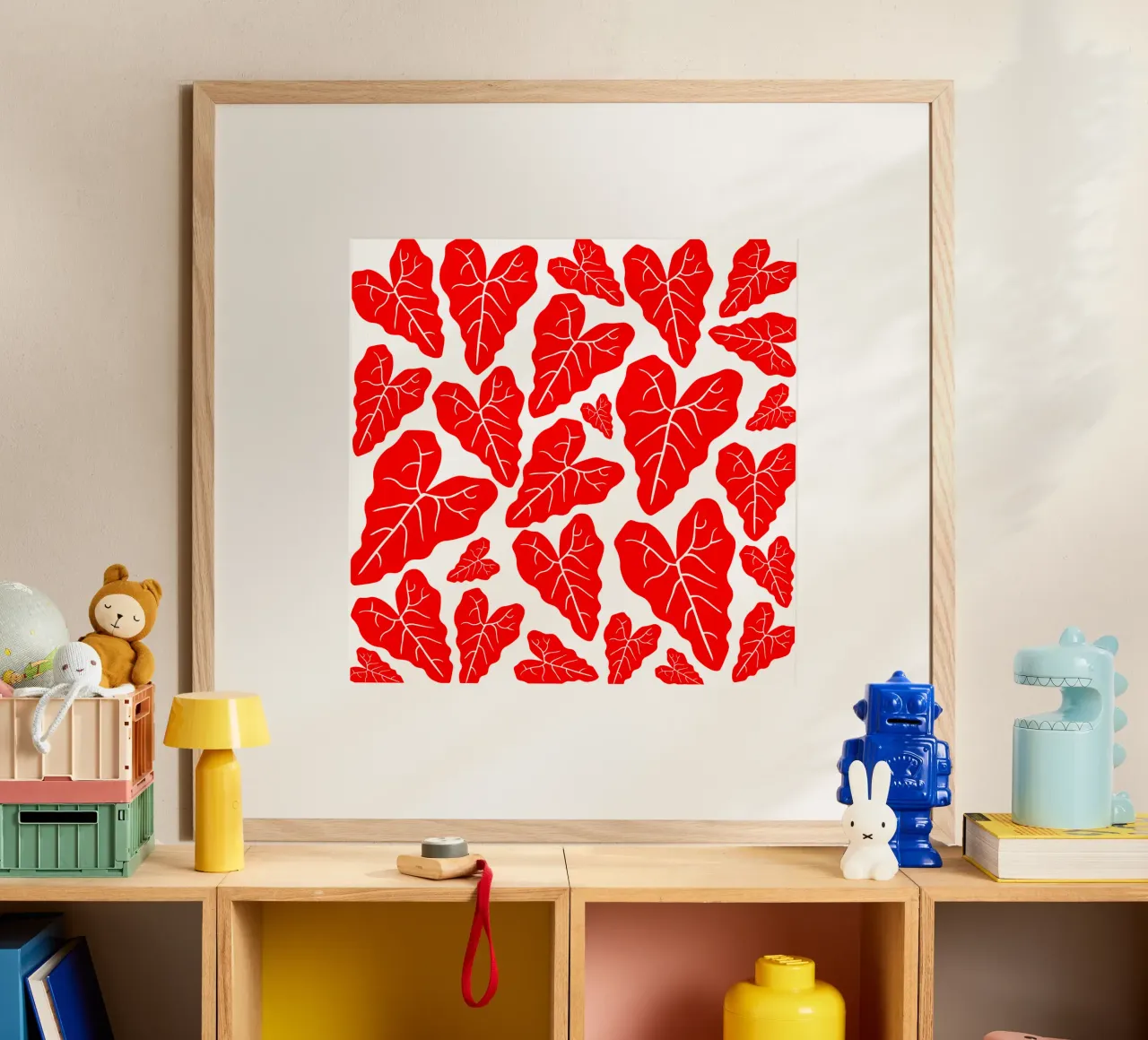 Red leaves pattern carta hahnemühle da baobabprintstore