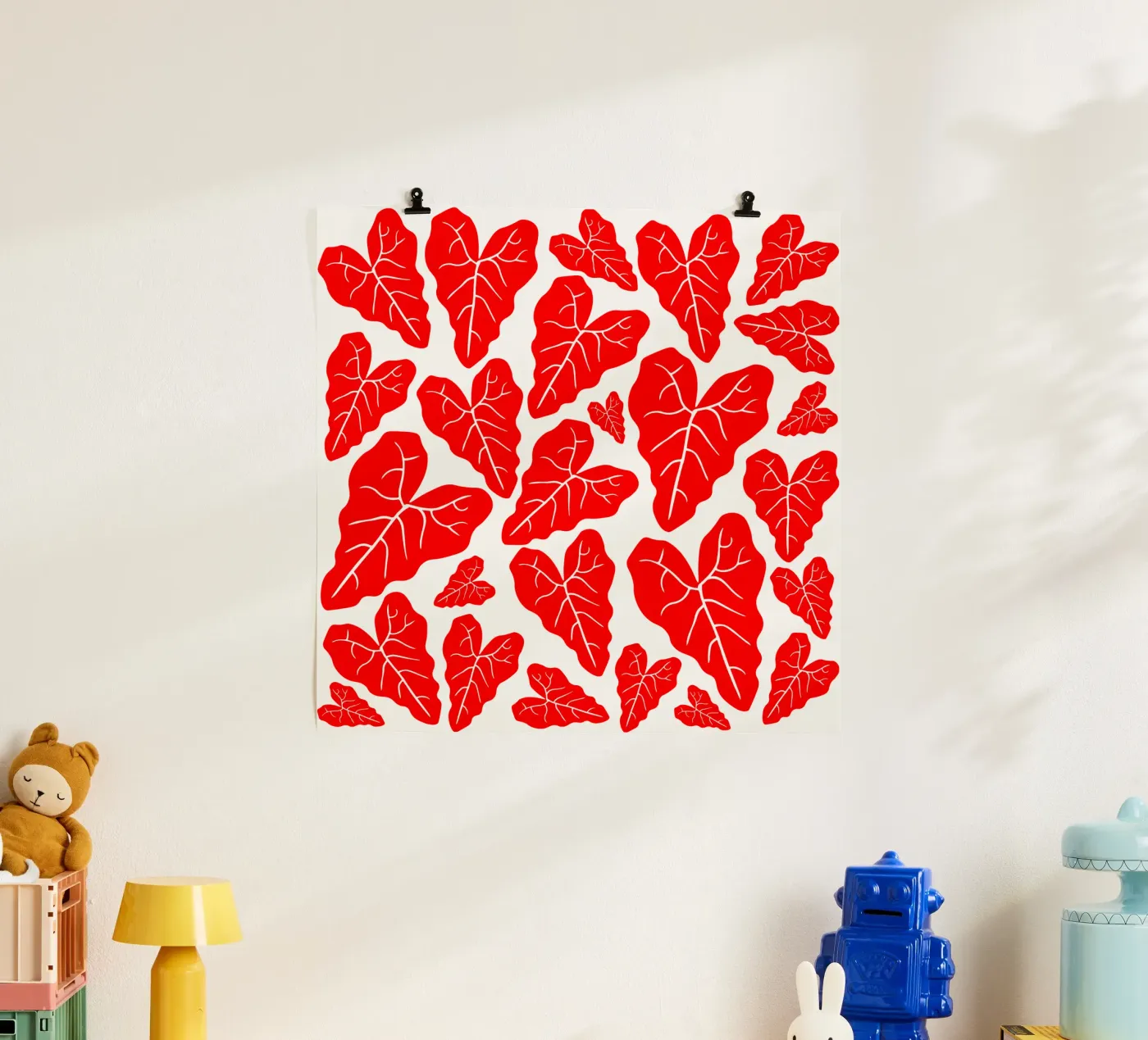 Red leaves pattern Poster von baobabprintstore