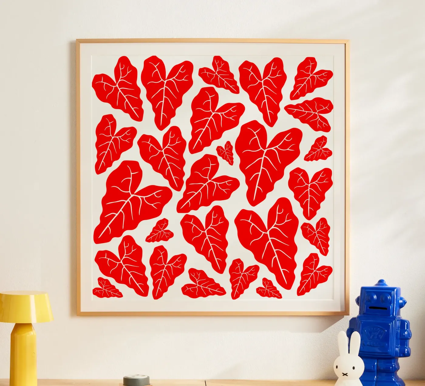Red leaves pattern Poster von baobabprintstore