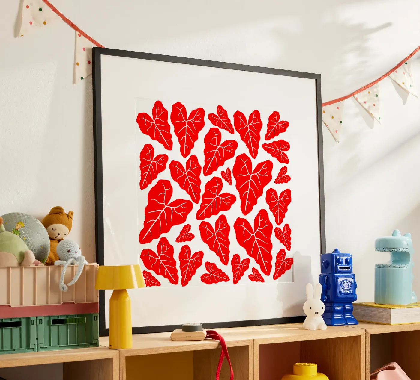 Red leaves pattern Poster von baobabprintstore