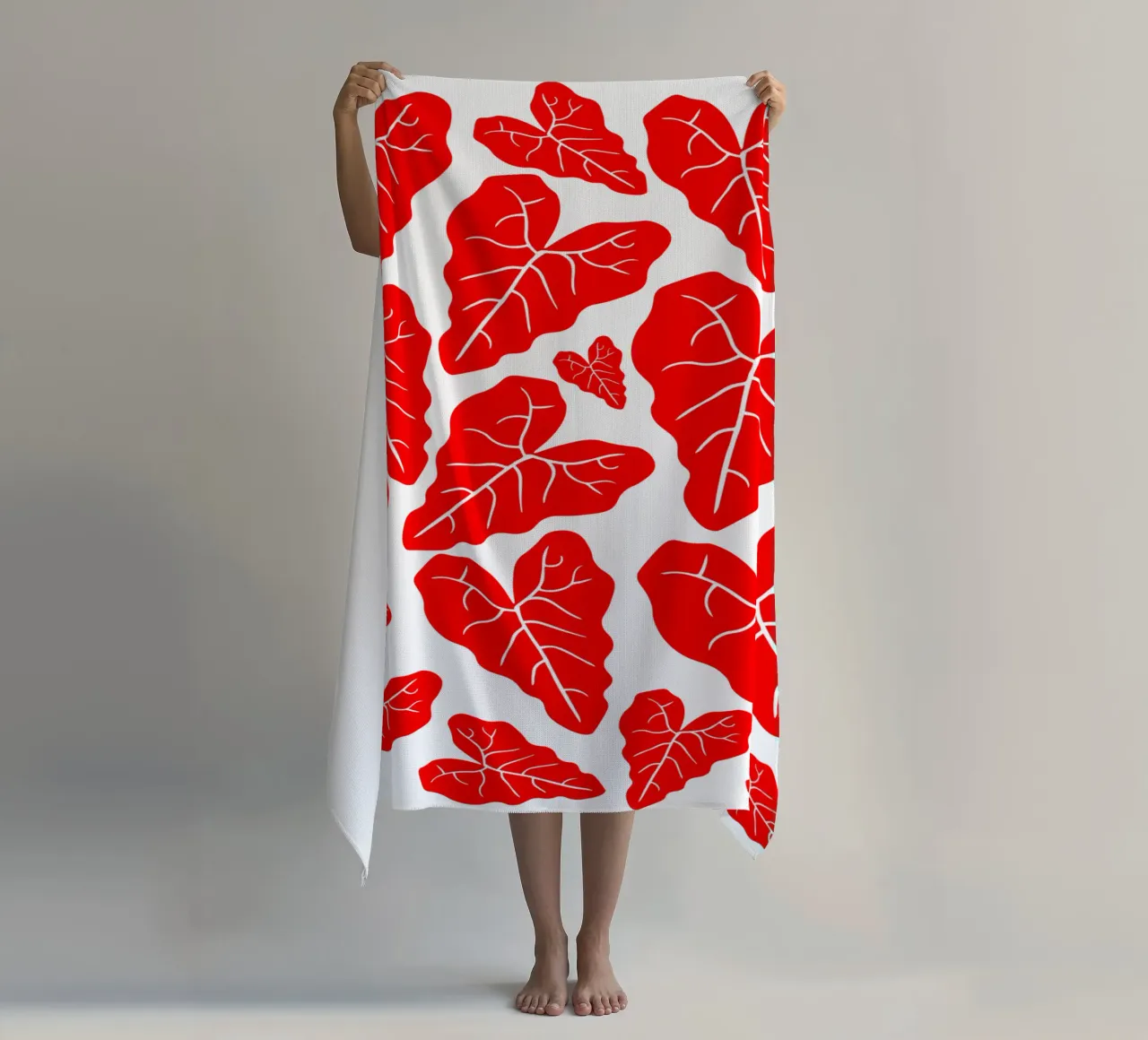 Red leaves pattern telo mare da baobabprintstore