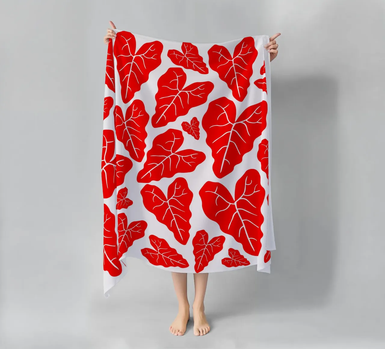 Red leaves pattern telo mare da baobabprintstore