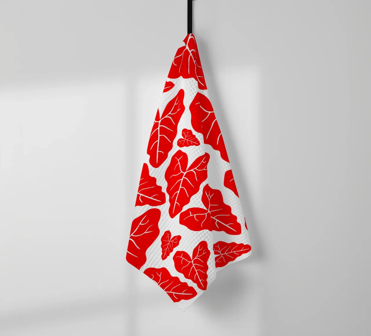 Red leaves pattern canovaccio da cucina da baobabprintstore