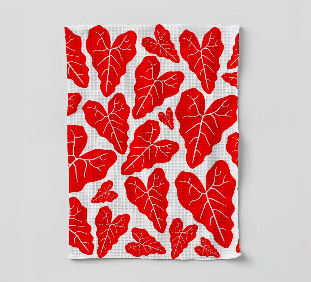 Red leaves pattern canovaccio da cucina da baobabprintstore