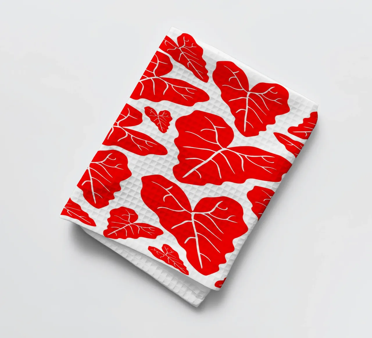 Red leaves pattern canovaccio da cucina da baobabprintstore