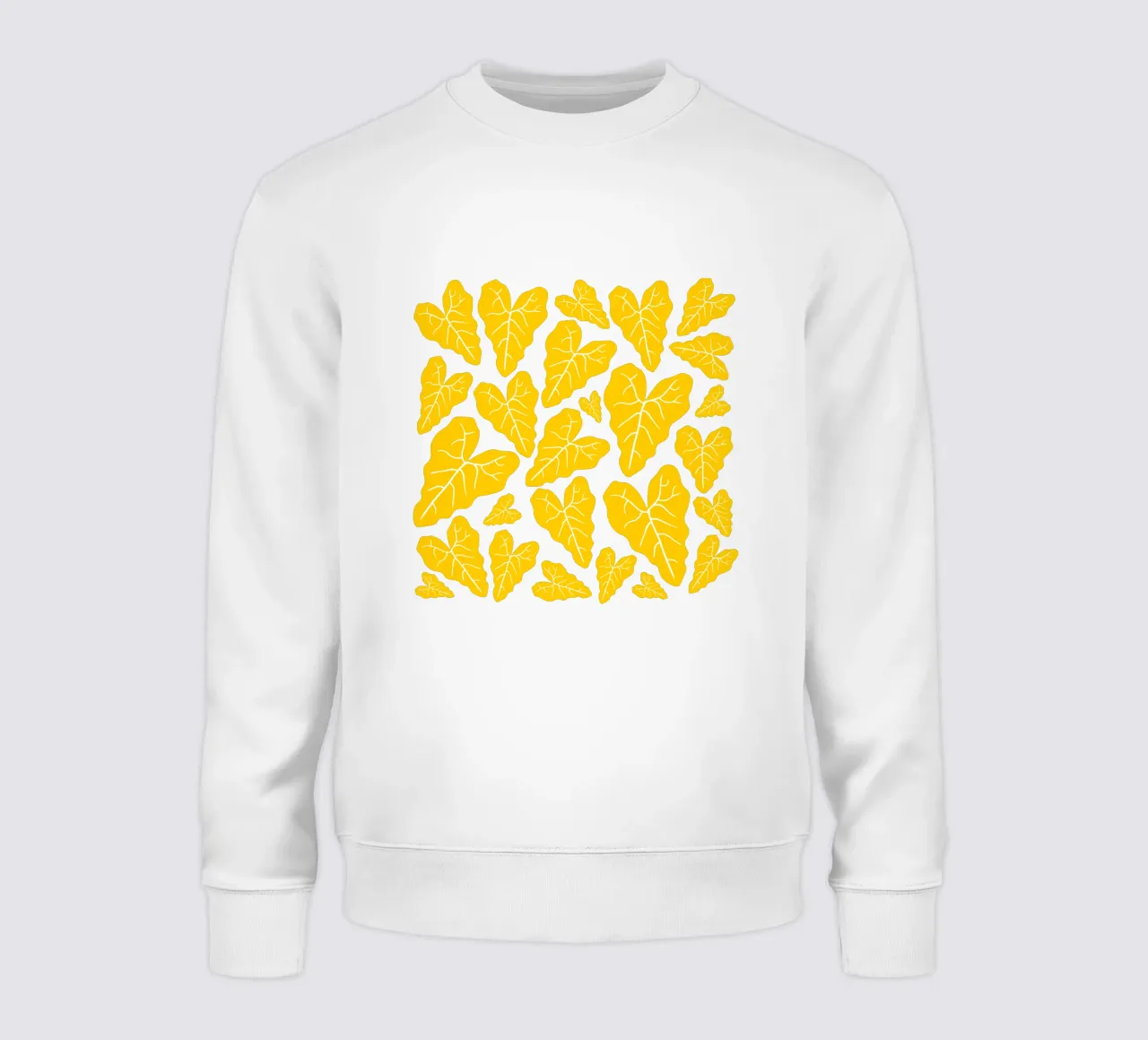Yellow leaves pattern sweatshirt van baobabprintstore