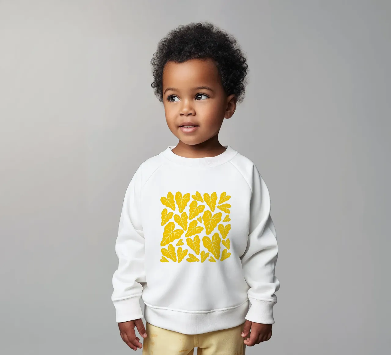 Yellow leaves pattern felpa neonato da baobabprintstore