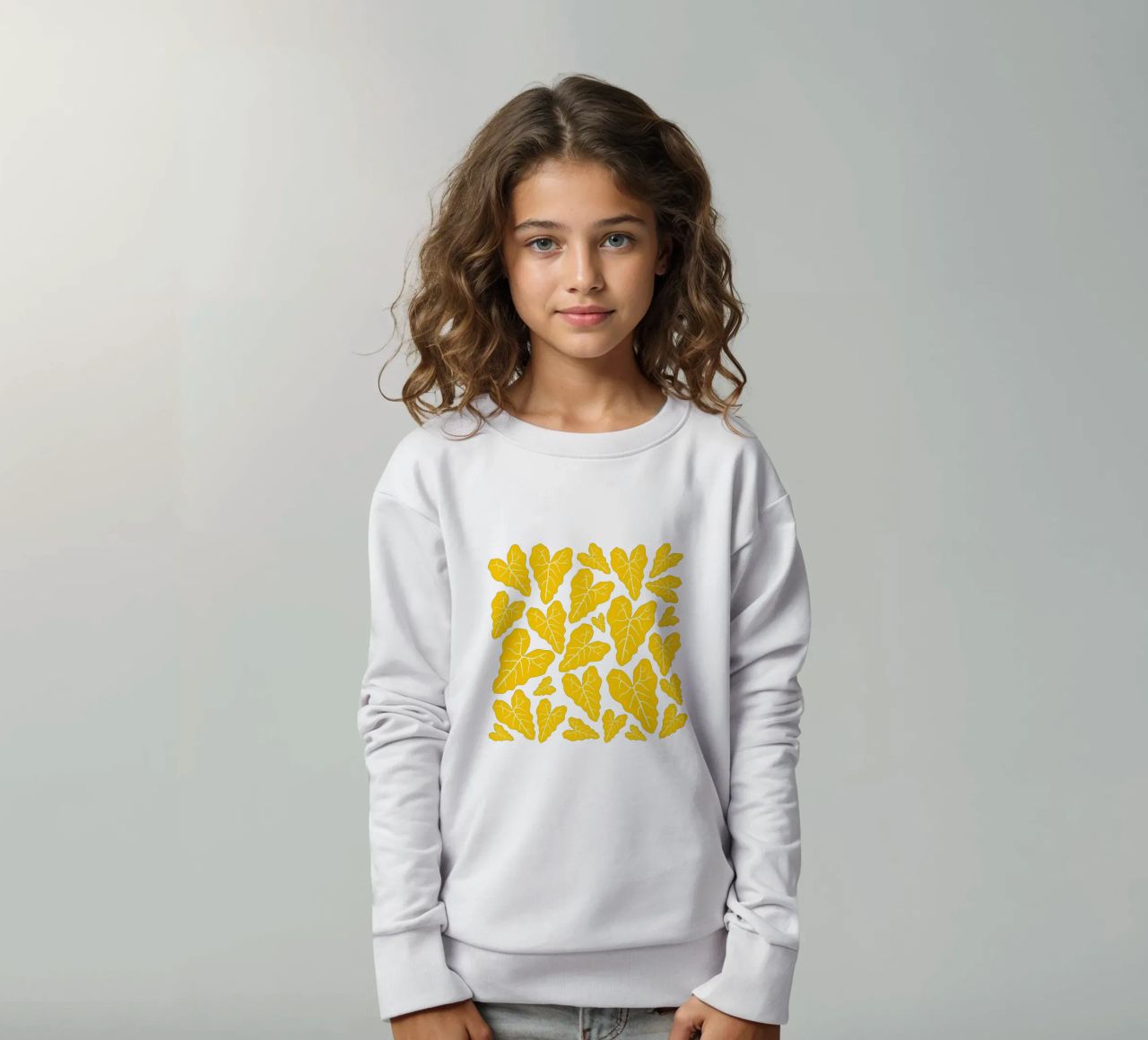 Yellow leaves pattern felpa bambino da baobabprintstore