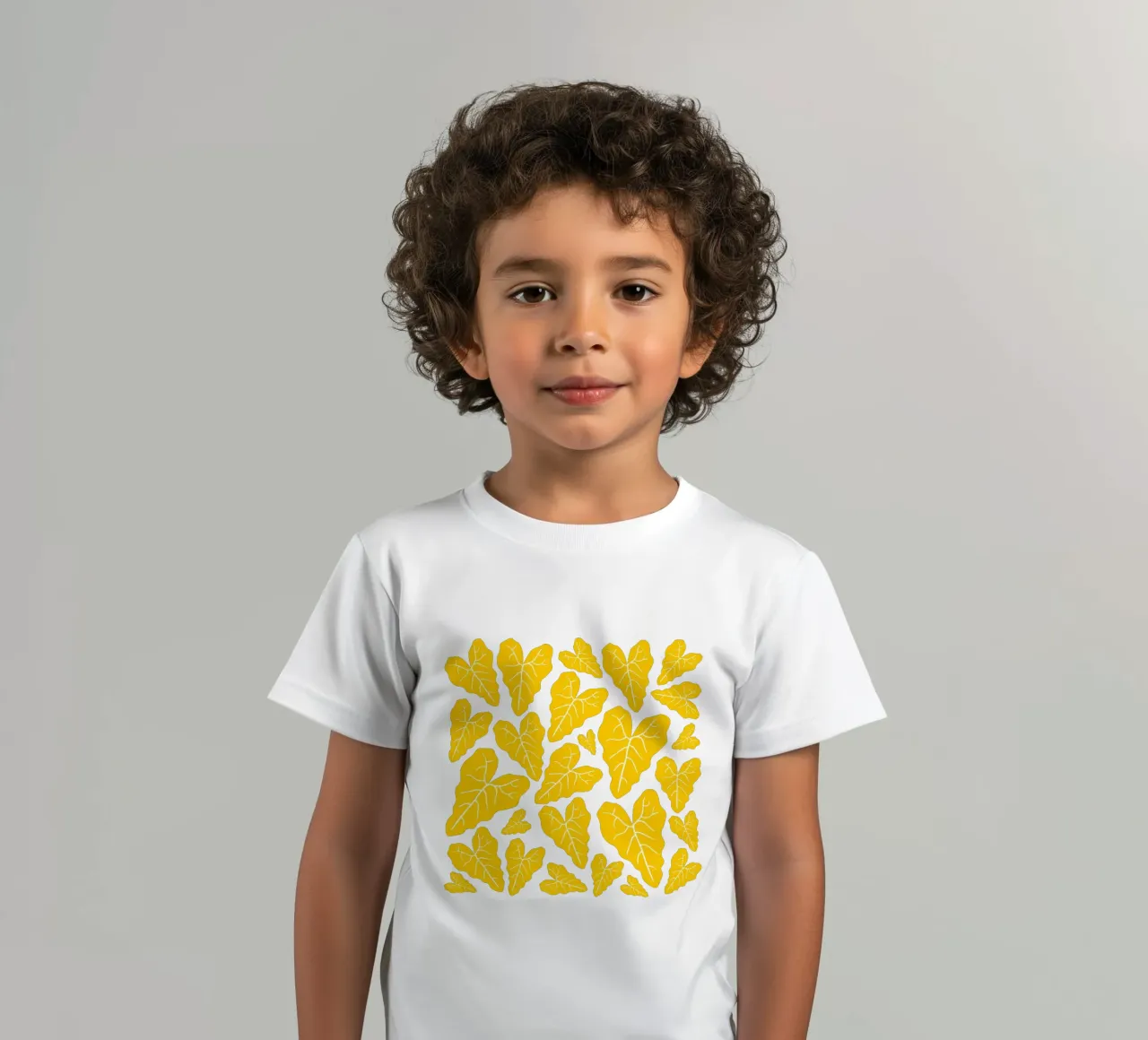 Yellow leaves pattern t-shirt bambini da baobabprintstore