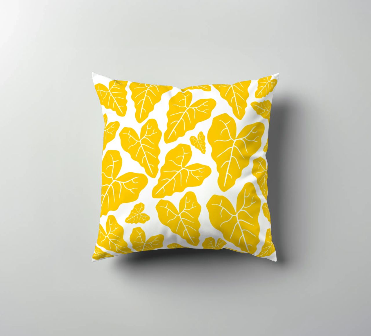 Yellow leaves pattern cuscino da baobabprintstore
