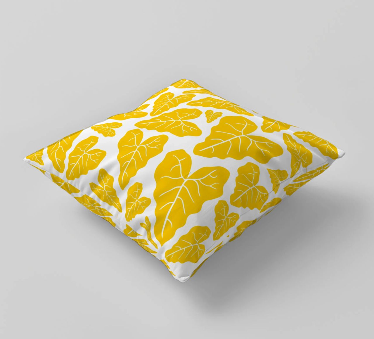 Yellow leaves pattern cuscino da baobabprintstore