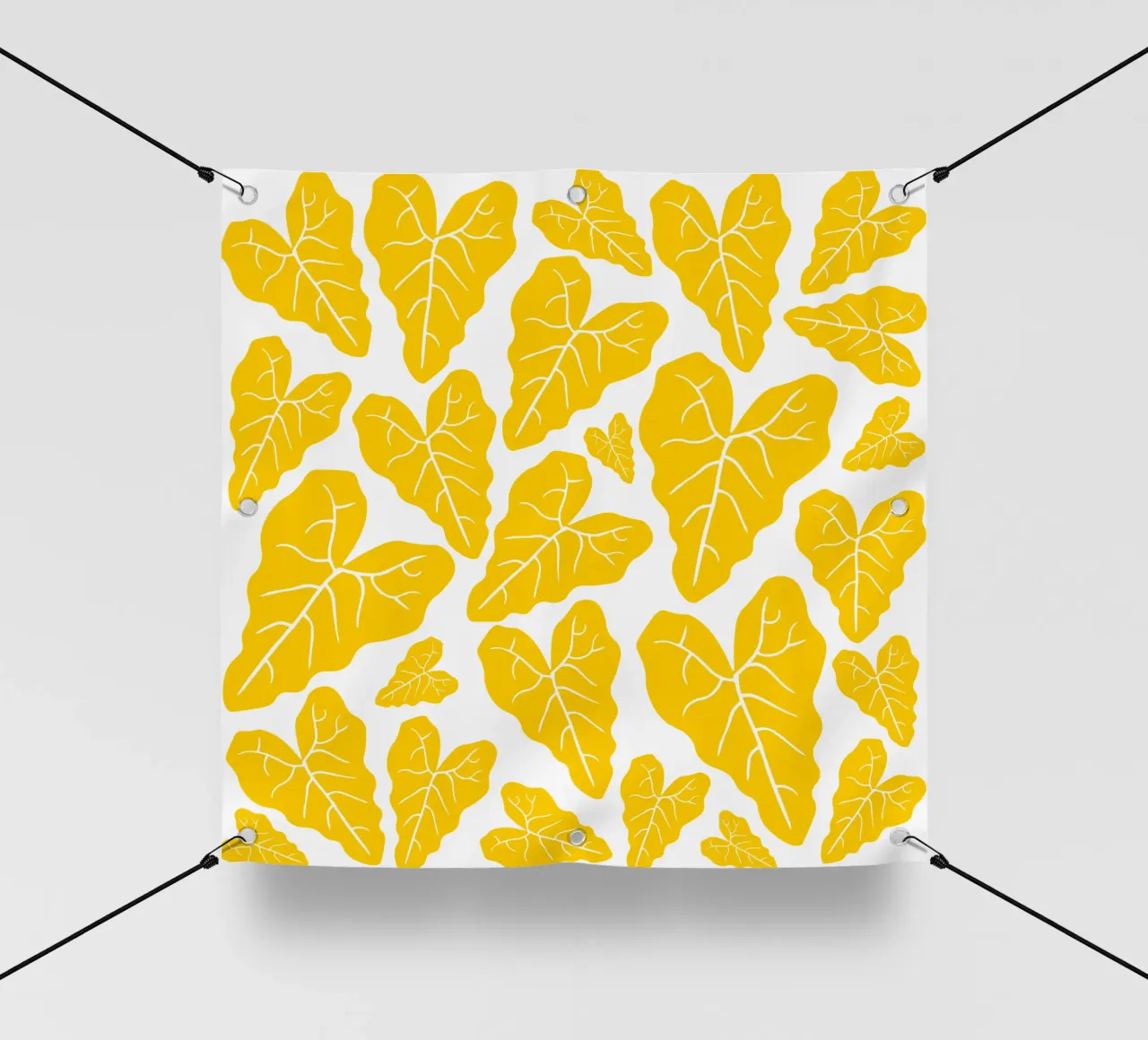 Yellow leaves pattern telo in pvc da baobabprintstore