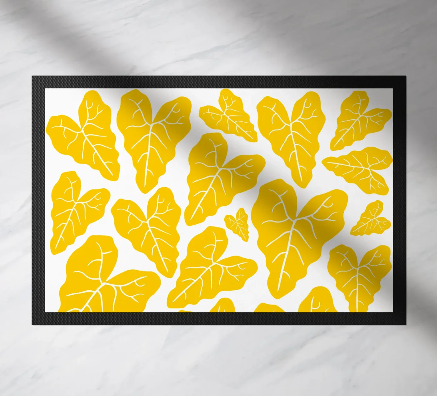 Yellow leaves pattern doormat by baobabprintstore