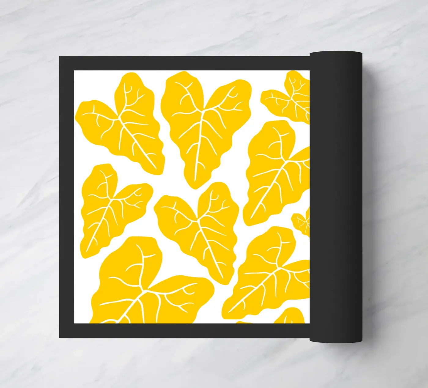 Yellow leaves pattern doormat by baobabprintstore