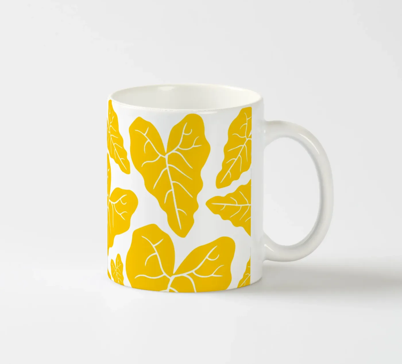 Yellow leaves pattern ceramic mug by baobabprintstore