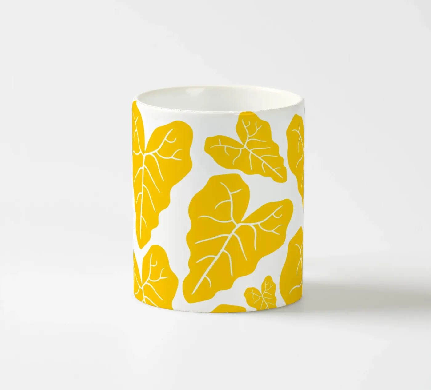Yellow leaves pattern ceramic mug by baobabprintstore