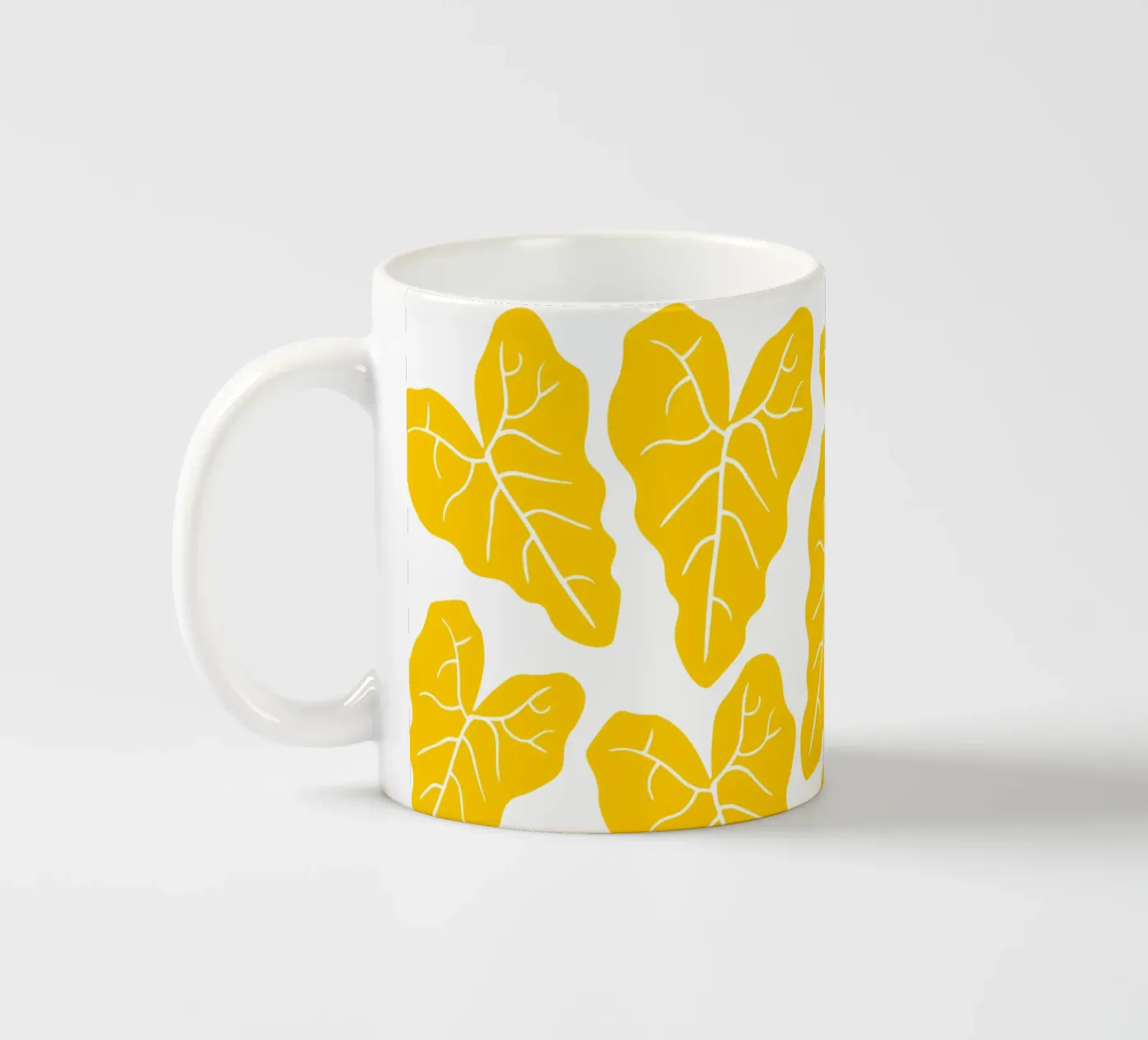 Yellow leaves pattern ceramic mug by baobabprintstore