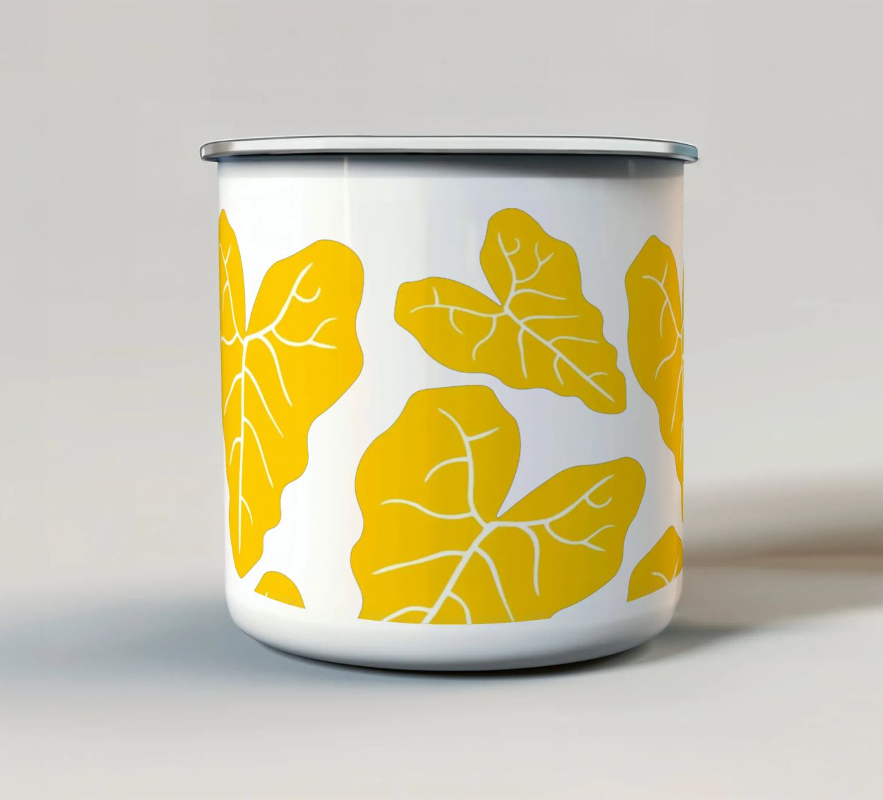 Yellow leaves pattern tazza in smalto da baobabprintstore