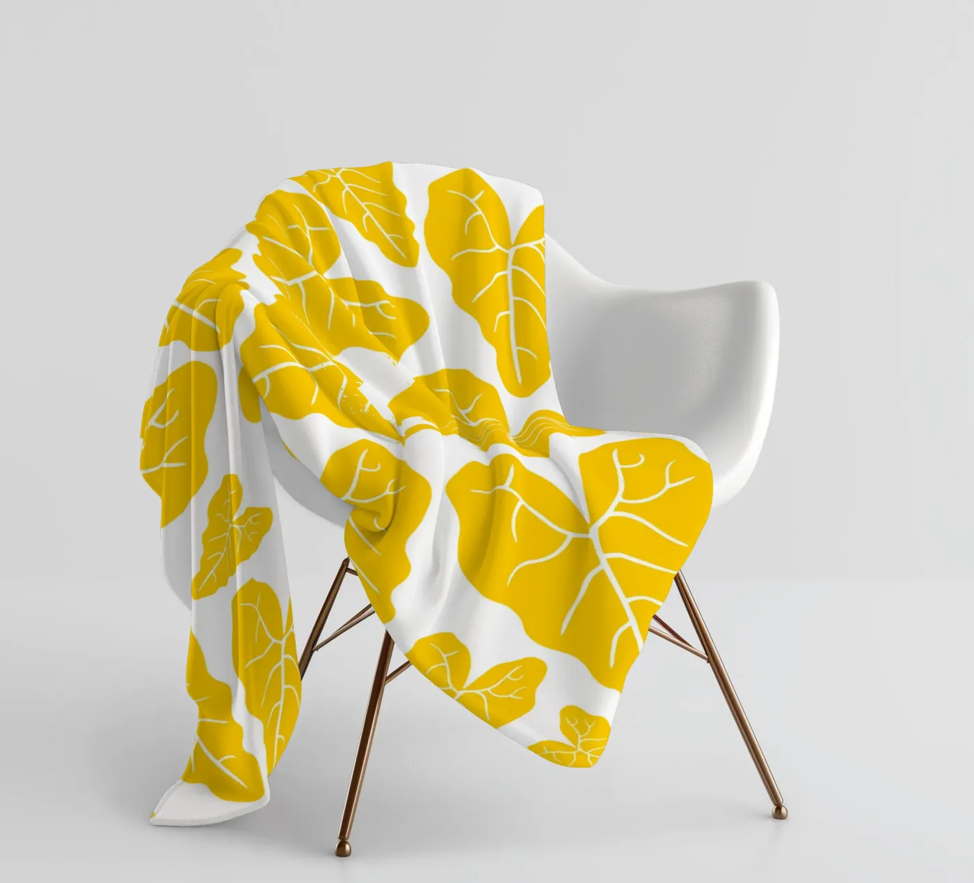 Yellow leaves pattern fleece blanket by baobabprintstore